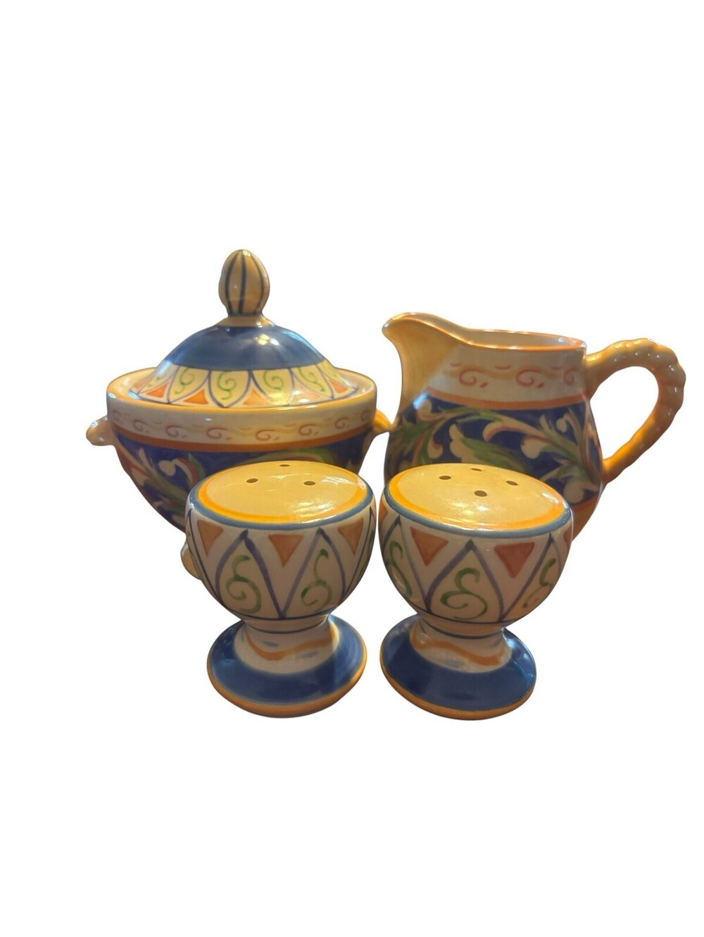 Pfaltzgraff 2004 Villa Della Luna Sugar Bowl Creamer Salt Pepper Stoneware Set